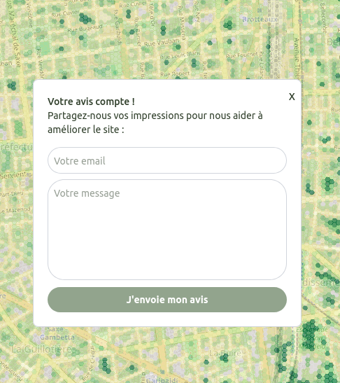 Capture d’écran de la vue "Feedback"